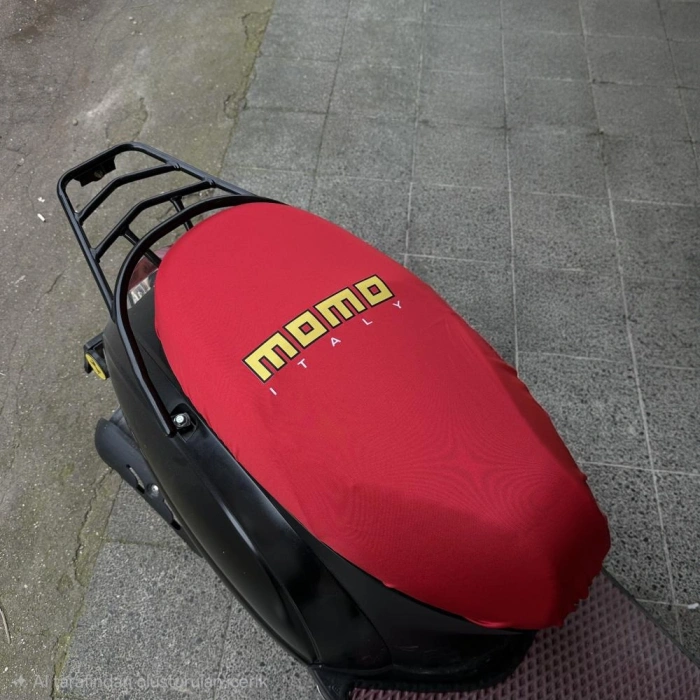 MOMO KIRMIZI PENYE MOTORSİKLET SELE KILIFI 1.KALİTE LİKRALİ PENYE YIKANABİLİR