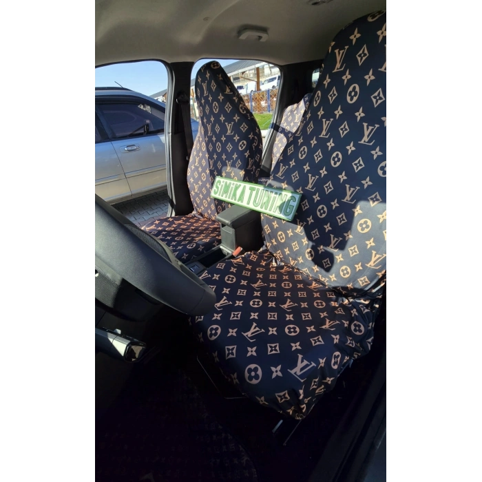 LV DESEN XL SİYAH 3D BASKI OTOMOBİL SERVİS KILIFI ÖN VE ARKA 4PARÇA TAKIM 1.KALİTE LİKRALİ PENYE YIKANABİLİR HER ARACA UYUMLU