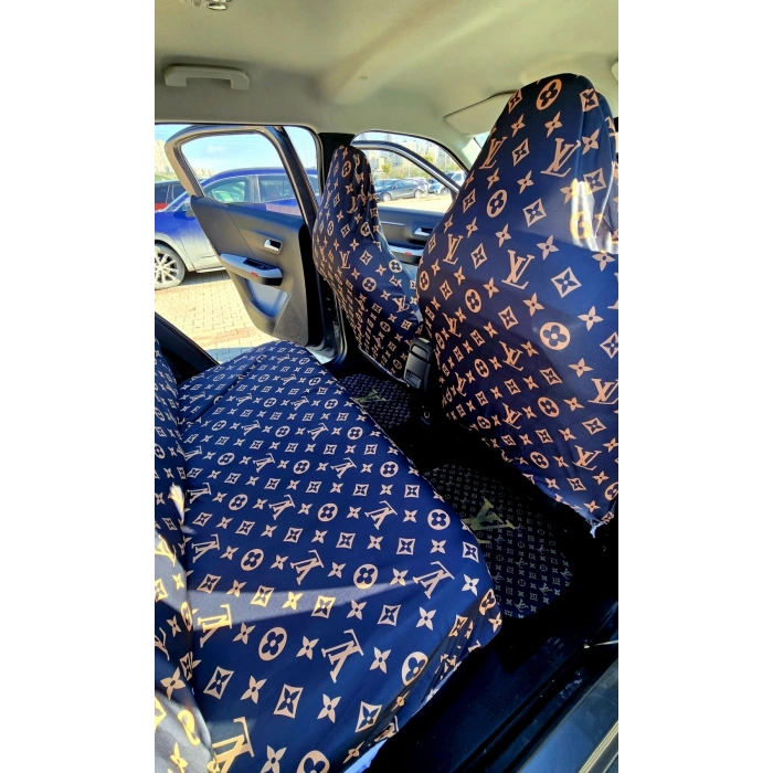 LV DESEN XL SİYAH 3D BASKI OTOMOBİL SERVİS KILIFI ÖN VE ARKA 4PARÇA TAKIM 1.KALİTE LİKRALİ PENYE YIKANABİLİR HER ARACA UYUMLU