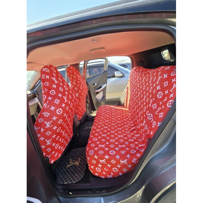 LV DESEN XL KIRMIZI 3D BASKI OTOMOBİL SERVİS KILIFI ÖN VE ARKA 4PARÇA TAKIM 1.KALİTE LİKRALİ PENYE YIKANABİLİR HER ARACA UYUMLU