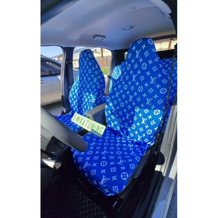 LV DESEN XL MAVİ 3D BASKI OTOMOBİL SERVİS KILIFI ÖN VE ARKA 4PARÇA TAKIM 1.KALİTE LİKRALİ PENYE YIKANABİLİR HER ARACA UYUMLU