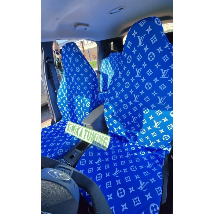 LV DESEN XL MAVİ 3D BASKI OTOMOBİL SERVİS KILIFI ÖN VE ARKA 4PARÇA TAKIM 1.KALİTE LİKRALİ PENYE YIKANABİLİR HER ARACA UYUMLU