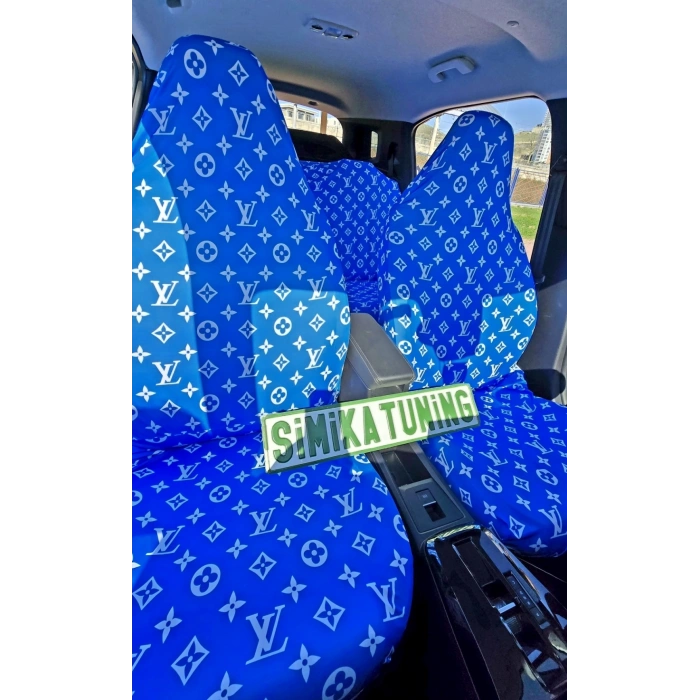 LV DESEN XL MAVİ 3D BASKI OTOMOBİL SERVİS KILIFI ÖN VE ARKA 4PARÇA TAKIM 1.KALİTE LİKRALİ PENYE YIKANABİLİR HER ARACA UYUMLU