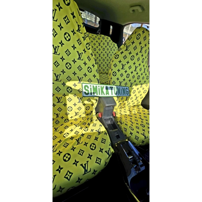LV DESEN XL SARI 3D BASKI OTOMOBİL SERVİS KILIFI ÖN VE ARKA 4PARÇA TAKIM 1.KALİTE LİKRALİ PENYE YIKANABİLİR HER ARACA UYUMLU