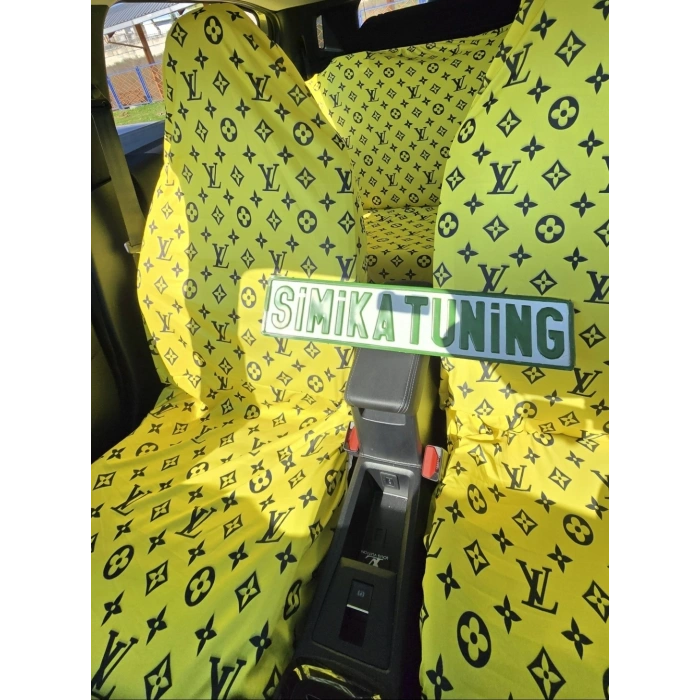LV DESEN XL SARI 3D BASKI OTOMOBİL SERVİS KILIFI ÖN VE ARKA 4PARÇA TAKIM 1.KALİTE LİKRALİ PENYE YIKANABİLİR HER ARACA UYUMLU
