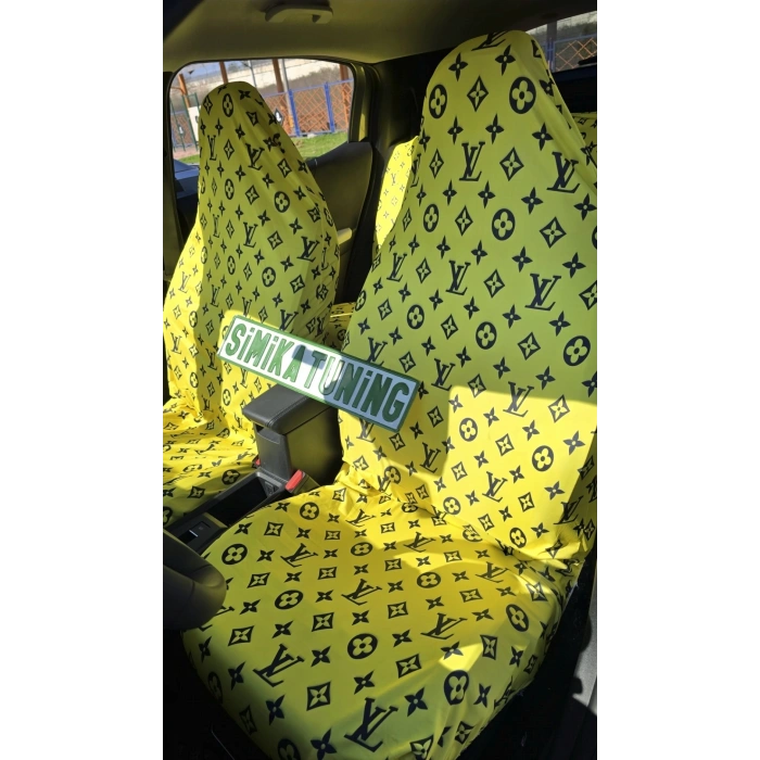 LV DESEN XL SARI 3D BASKI OTOMOBİL SERVİS KILIFI ÖN VE ARKA 4PARÇA TAKIM 1.KALİTE LİKRALİ PENYE YIKANABİLİR HER ARACA UYUMLU