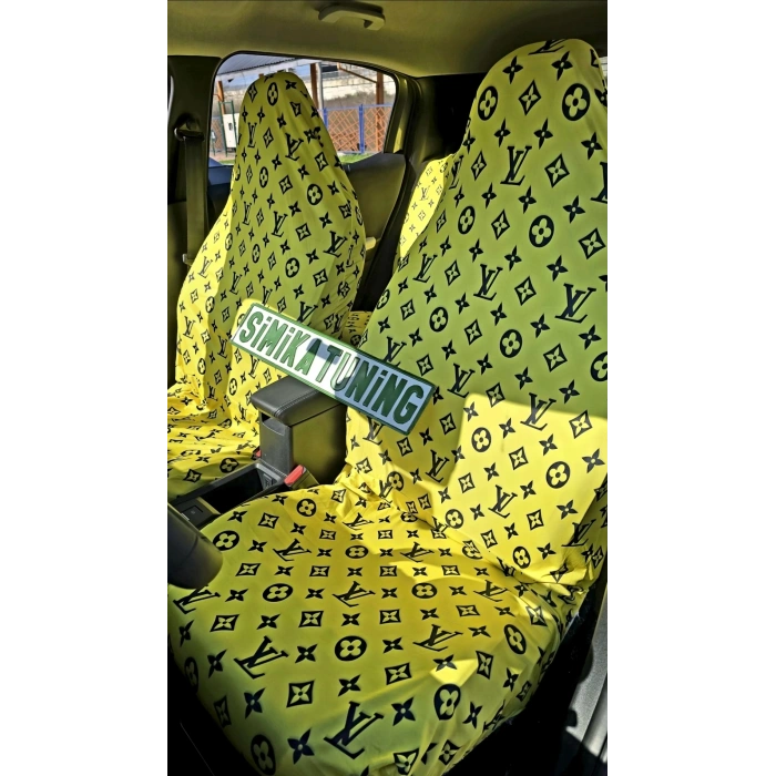 LV DESEN XL SARI 3D BASKI OTOMOBİL SERVİS KILIFI ÖN VE ARKA 4PARÇA TAKIM 1.KALİTE LİKRALİ PENYE YIKANABİLİR HER ARACA UYUMLU
