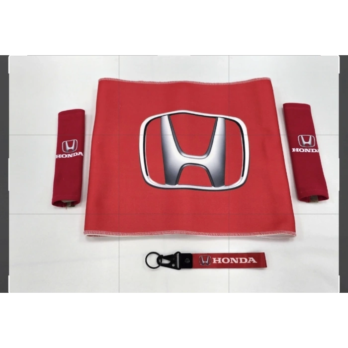 HONDA KIRMIZI OTOMOBİL TORPİDO HAVLUSU VE 2Lİ KEMER KILIFI VE 2Lİ ARAÇ TUTAMAÇI