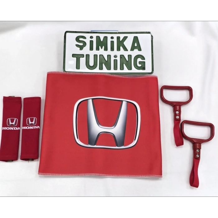 HONDA KIRMIZI OTOMOBİL TORPİDO HAVLUSU VE 2Lİ KEMER KILIFI VE 2Lİ ARAÇ TUTAMAÇI