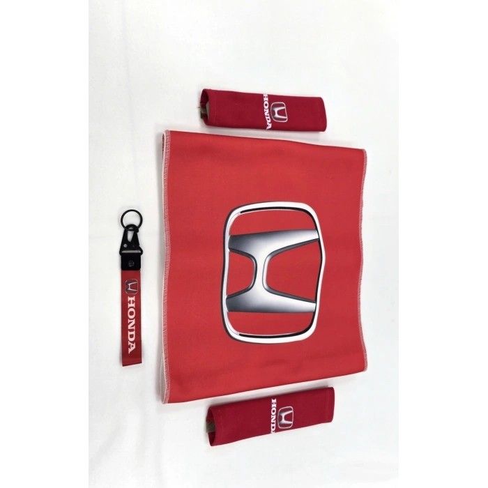 HONDA KIRMIZI OTOMOBİL TORPİDO HAVLUSU VE 2Lİ KEMER KILIFI VE 2Lİ ARAÇ TUTAMAÇI