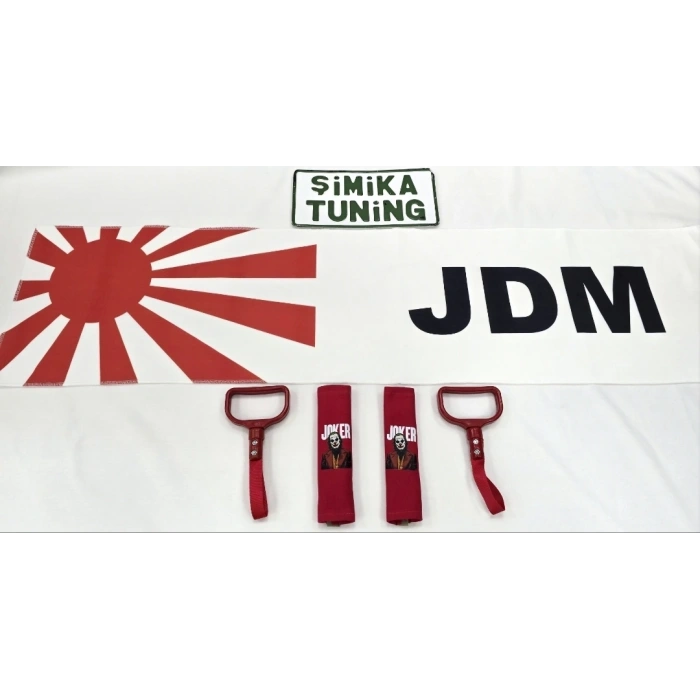 JDM OTOMOBİL TORPİDO HAVLUSU VE 2Lİ KEMER KILIFI VE 2Lİ ARAÇ TUTAMAÇI