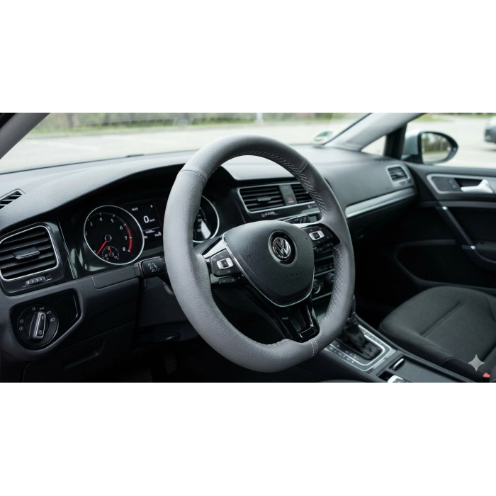 OTOMOBİL GRİ DÜZ SUNİ DERİ (GRİ İPLİ) DİKMELİ DİREKSİYON KILIFI UNİVERSAL