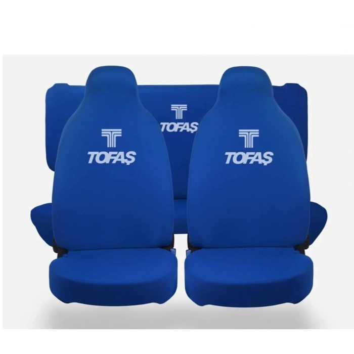 TOFAŞ OTOMOBİL MAVİ ÖN ARKA KILIF(ARKA 2 PARÇA LOGOLU) LİKRALI ESNEK TÜM ARAÇ MODELLERİNE UYUM SAĞLAR
