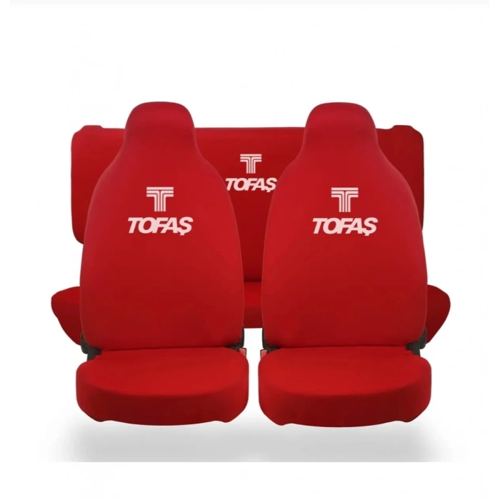 TOFAŞ OTOMOBİL KIRMIZI ÖN ARKA KILIF(ARKA 2 PARÇA LOGOLU) LİKRALI ESNEK TÜM ARAÇ MODELLERİNE UYUM SAĞLAR
