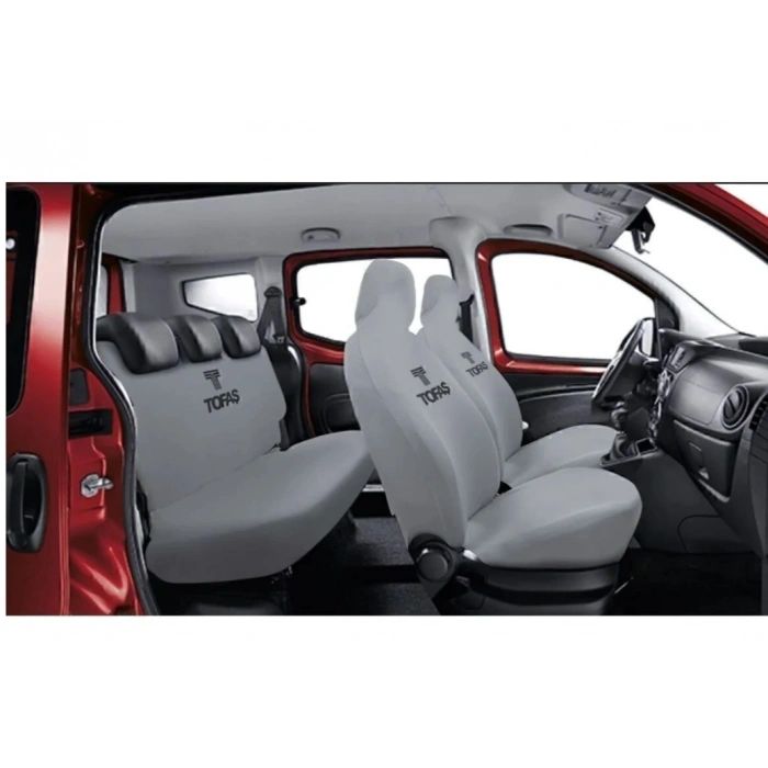 TOFAŞ OTOMOBİL GRİ ÖN ARKA KILIF(ARKA 2 PARÇA LOGOLU) LİKRALI ESNEK TÜM ARAÇ MODELLERİNE UYUM SAĞLAR