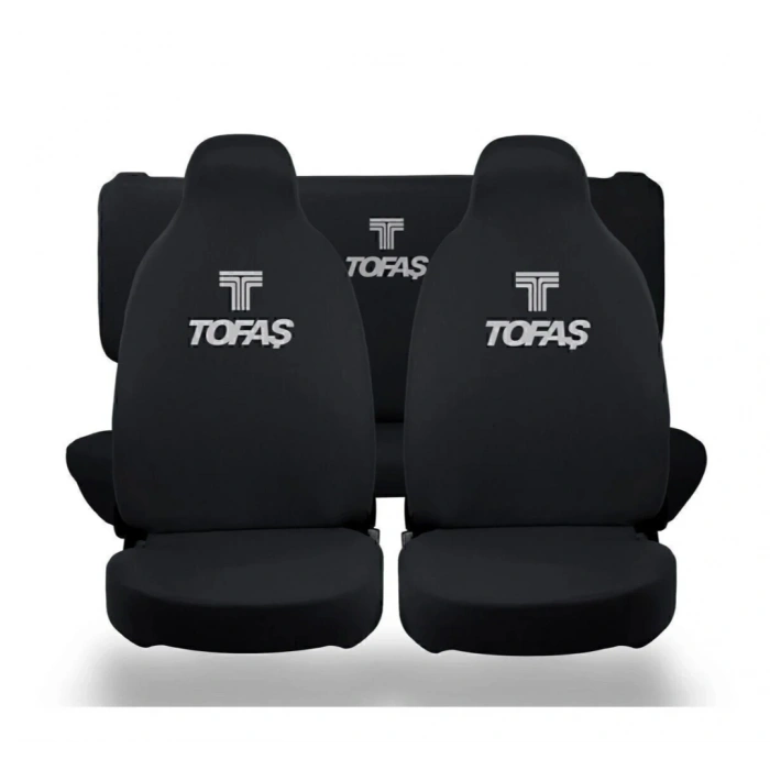 TOFAŞ OTOMOBİL SİYAH ÖN ARKA KILIF(ARKA 2 PARÇA LOGOLU) LİKRALI ESNEK TÜM ARAÇ MODELLERİNE UYUM SAĞLAR