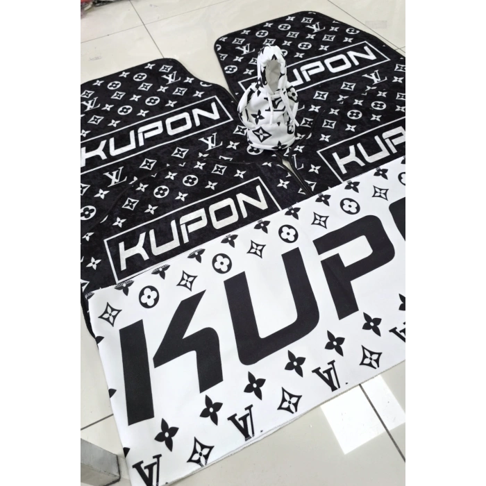 KUPON SİYAH KAYMAZ TABAN DEKORATİF OTO HALI PASPAS ve TORPİDO HAVLUSU ve VİTES POLAR KILIFI