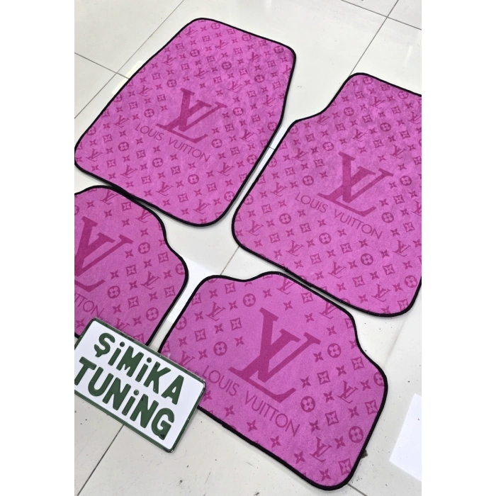 LV PEMBE KAYMAZ TABAN DEKORATİF OTO HALI PASPAS ÜNİVERSAL YIKANABİLİR HER ARACA UYUMLU