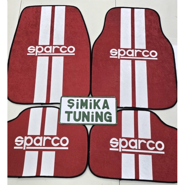 SPARCO KIRMIZI DEKOR OTO HALI PASPAS ÜNİVERSAL YIKANABİLİR HER ARACA UYUMLU