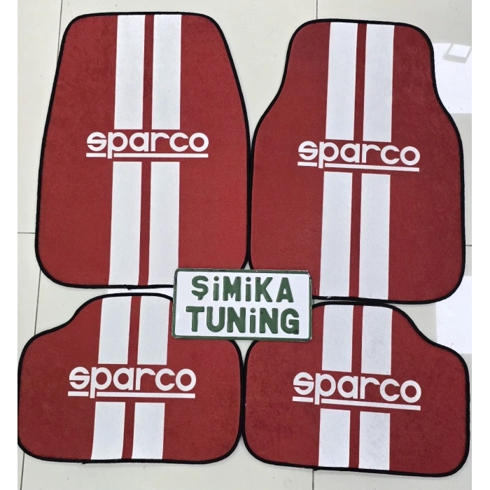 SPARCO KIRMIZI DEKOR OTO HALI PASPAS ÜNİVERSAL YIKANABİLİR HER ARACA UYUMLU