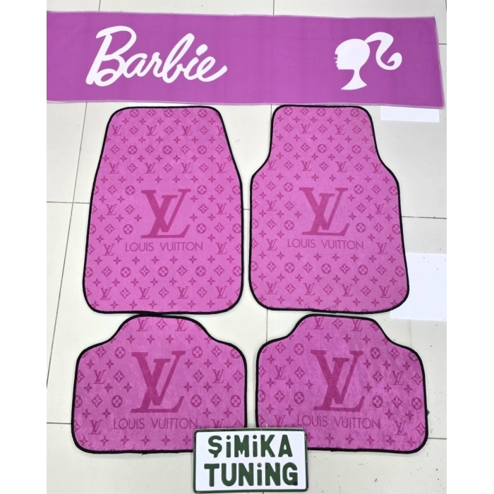 LV PEMBE KAYMAZ TABAN DEKORATİF OTO HALI PASPAS VE BARBİE PEMBE TORPİDO HAVLUSU OTO GÖĞÜS HALISI YIKANABİLİR HER ARACA UYUMLU(ANAHTARLIK HEDİYELİ)