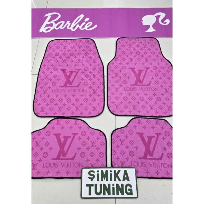 LV PEMBE KAYMAZ TABAN DEKORATİF OTO HALI PASPAS VE BARBİE PEMBE TORPİDO HAVLUSU OTO GÖĞÜS HALISI YIKANABİLİR HER ARACA UYUMLU(ANAHTARLIK HEDİYELİ)