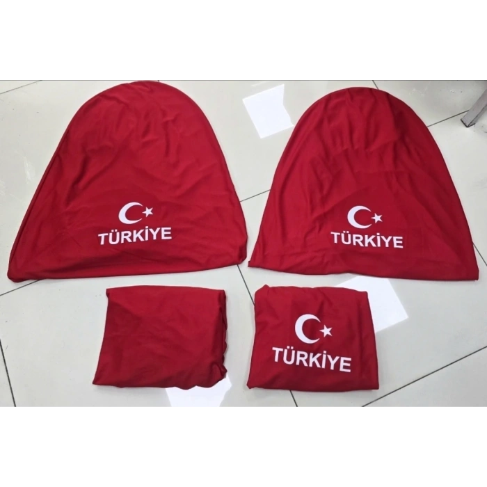 AYYILDIZ KIRMIZI AYYILDIZ SERVİS KILIFI ÖN VE ARKA 4PARÇA TAKIM 1.KALİTE LİKRALİ PENYE YIKANABİLİR