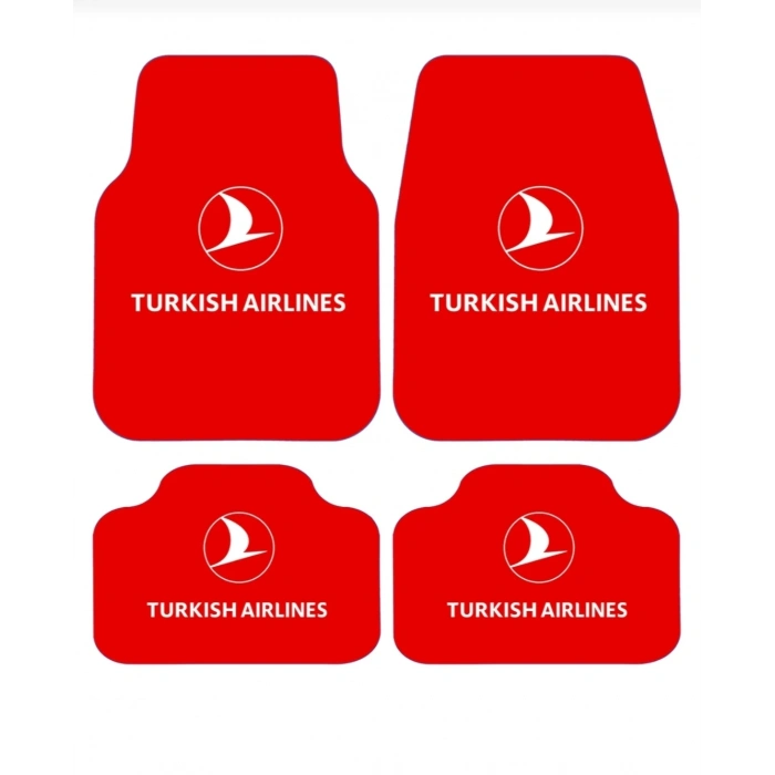 TURKISH AİRLİNES KAYMAZ TABAN DEKOR OTO HALI PASPAS ÜNİVERSAL YIKANABİLİR HER ARACA UYUMLU (KANCALI KUMAŞ ANAHTARLIK HEDİYELİ)