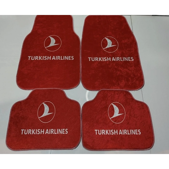 TURKISH AİRLİNES KAYMAZ TABAN DEKOR OTO HALI PASPAS ÜNİVERSAL YIKANABİLİR HER ARACA UYUMLU (KANCALI KUMAŞ ANAHTARLIK HEDİYELİ)