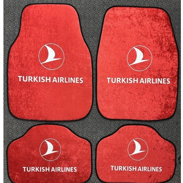 TURKISH AİRLİNES KAYMAZ TABAN DEKOR OTO HALI PASPAS ÜNİVERSAL YIKANABİLİR HER ARACA UYUMLU (KANCALI KUMAŞ ANAHTARLIK HEDİYELİ)