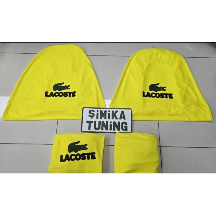LACOSTE SARI OTOMOBİL SERVİS KILIFI ÖN VE ARKA 4PARÇA TAKIM 1.KALİTE LİKRALİ PENYE YIKANABİLİR HER ARACA UYUMLU
