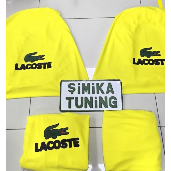 LACOSTE SARI OTOMOBİL SERVİS KILIFI ÖN VE ARKA 4PARÇA TAKIM 1.KALİTE LİKRALİ PENYE YIKANABİLİR HER ARACA UYUMLU