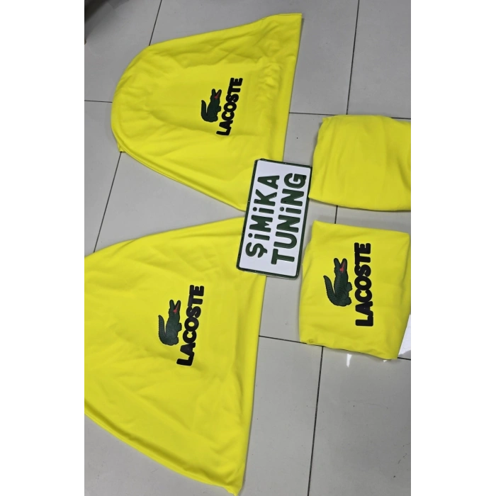 LACOSTE SARI OTOMOBİL SERVİS KILIFI ÖN VE ARKA 4PARÇA TAKIM 1.KALİTE LİKRALİ PENYE YIKANABİLİR HER ARACA UYUMLU