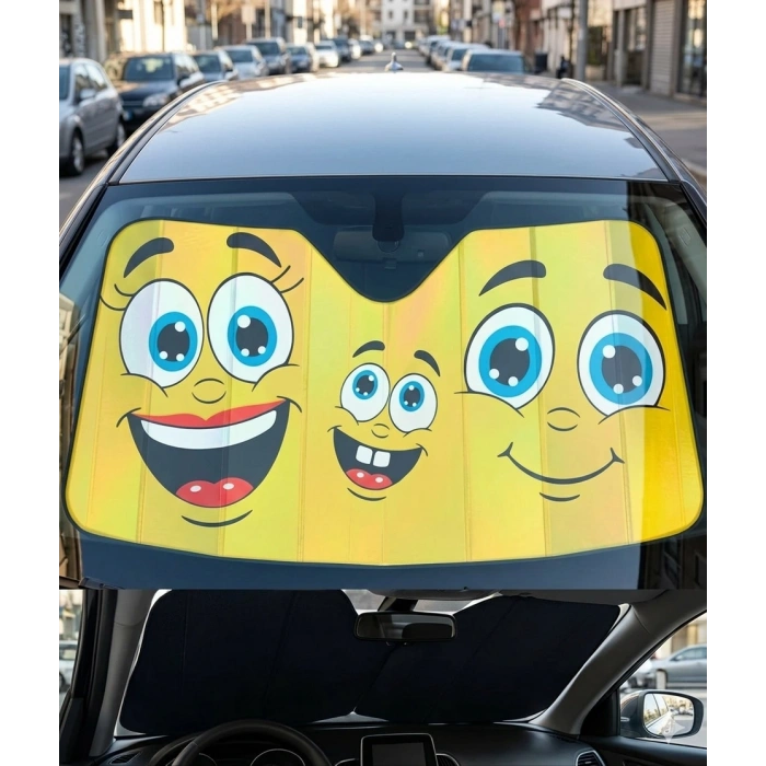 ARAÇ İÇİ METALİZE GÜNEŞLİK (SMİLE)OTOMOBİL ÖN CAM KORUMA (Karton degildir)