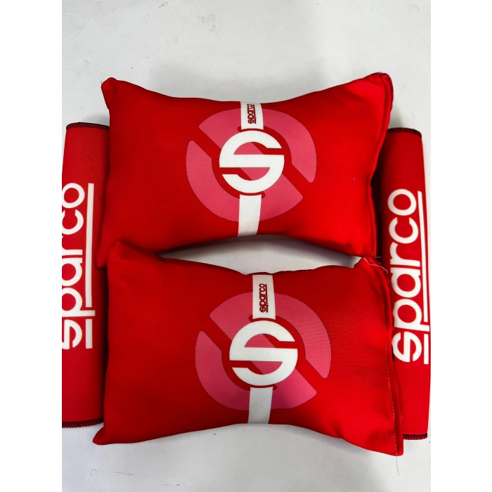 SPARCO KIRMIZI İKİLİ YASTIK VE KEMER KILIFI SETİ
