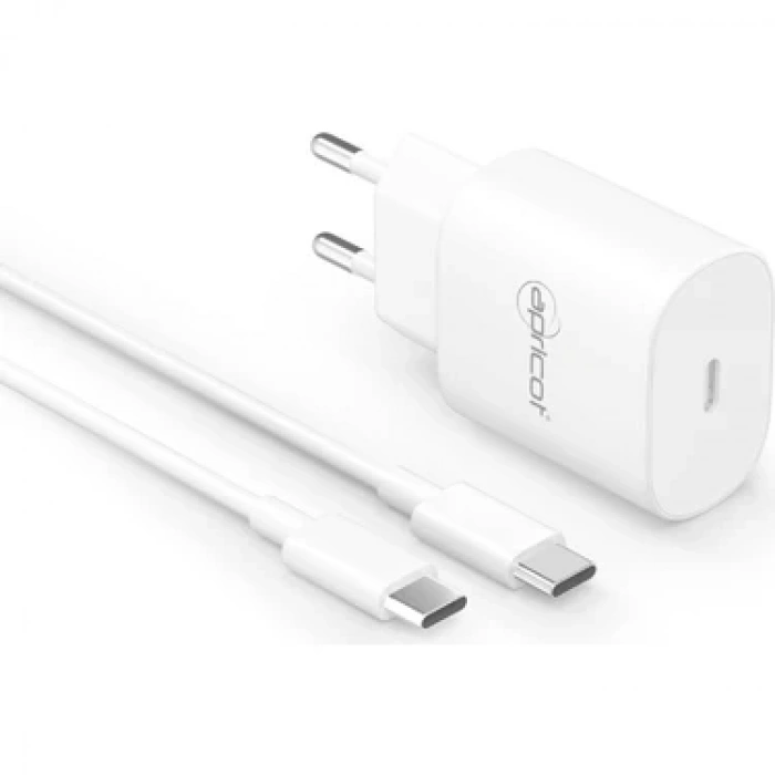 APRİCOT İKİ UCU TYPE-C HIZLI ŞARJ KABLOSU VE ADAPTÖRÜ 25W