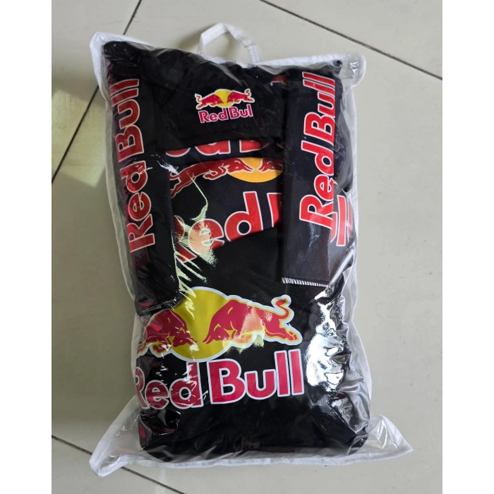 REDBULL SİYAH SÜPER SET DÖRTLÜ SERVİS KILIFI + İKİLİ YASTIK VE KEMER KILIFI +VİTES POLARI