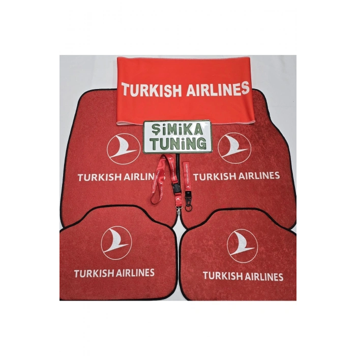TURKISH AİRLİNES DEKOR OTO HALI PASPAS VE TORPİDO HAVLUSU(AYNA ASKI İPİ VE ANAHTARLIK HEDİYELİ)