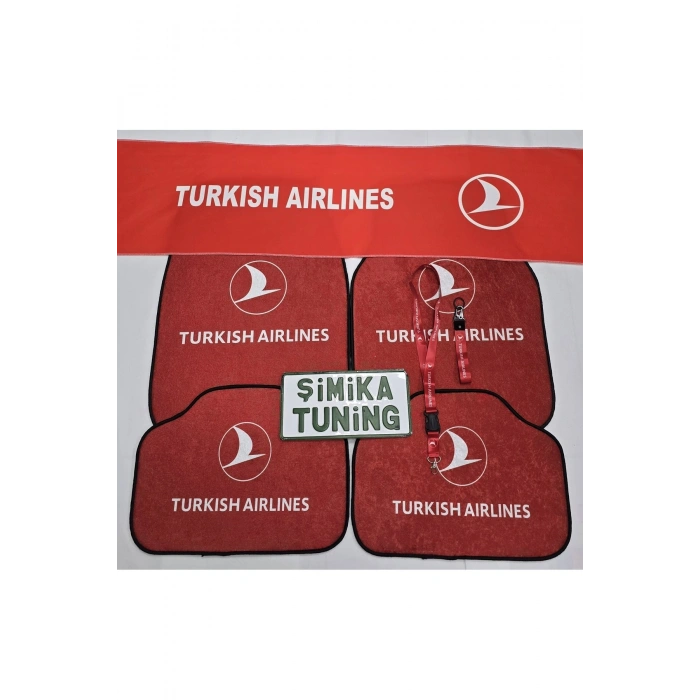 TURKISH AİRLİNES DEKOR OTO HALI PASPAS VE TORPİDO HAVLUSU(AYNA ASKI İPİ VE ANAHTARLIK HEDİYELİ)