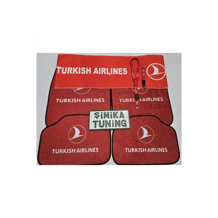 TURKISH AİRLİNES DEKOR OTO HALI PASPAS VE TORPİDO HAVLUSU(AYNA ASKI İPİ VE ANAHTARLIK HEDİYELİ)