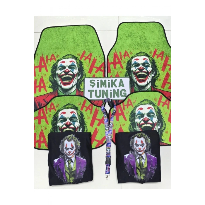 JOKER DEKOR OTOMOBİL HALI PASPAS ÖN ARKA TAKIM VE JOKER SIYAH SERVİS KILIFI ÖN VE ARKA 4PARÇA TAKIM