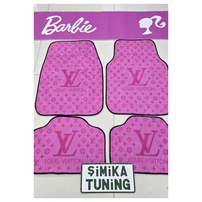 LV PEMBE KAYMAZ TABAN DEKORATİF OTO HALI PASPAS VE BARBİE PEMBE TORPİDO HAVLUSU OTO GÖĞÜS HALISI YIK
