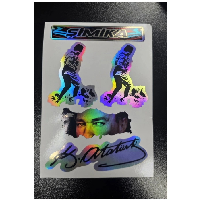 ATATÜRK HOLOGRAM 10X15 CM KALİTELİ BASKI STICKER 1 Takim ETIKET