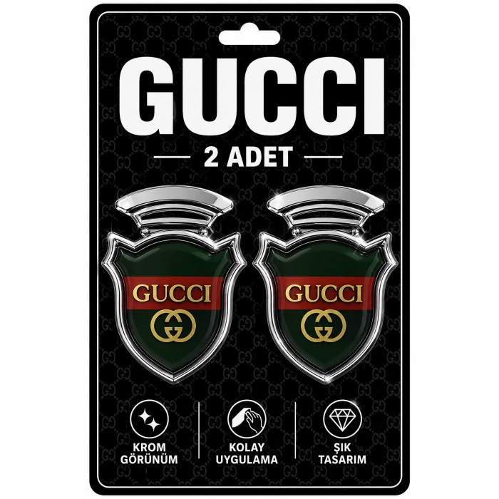 GUCCI Chia Arma Krom Oto Amblem – 5 × 3,5 cm