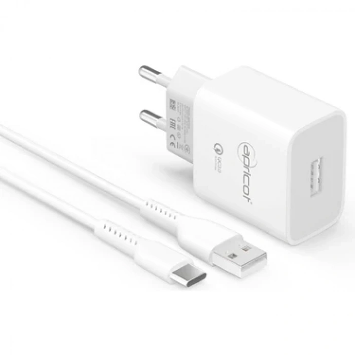 APRİCOT TYPE- C VE USB UÇLU HIZLI ŞARJ KABLOSU VE ADAPTÖRÜ 18W