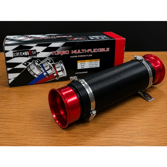 Aracınıza Spor Görünüm Katacak Turbo Hava Giriş Hortumu 76mm (Universal) kırmızı