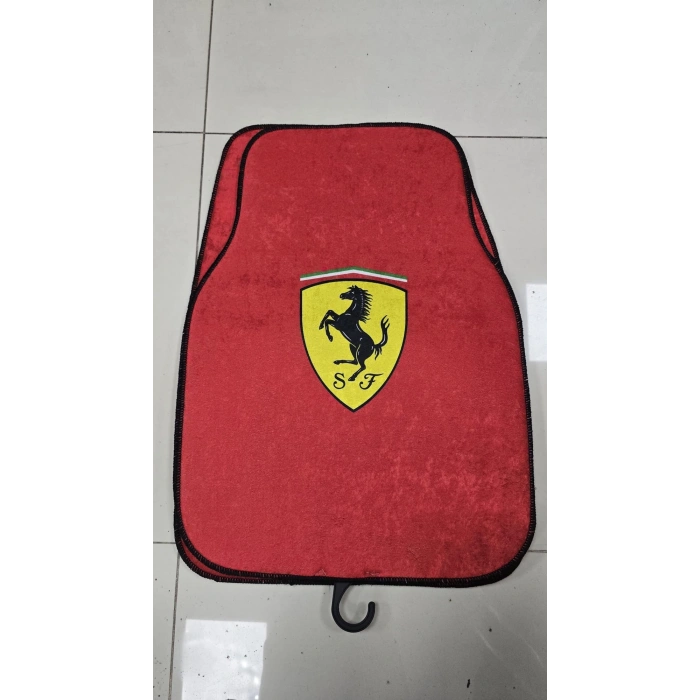 FERRARİ DESEN KAYMAZ TABAN DEKORATİF OTO HALI PASPAS ÜNİVERSAL YIKANABİLİR HER ARACA UYUMLU
