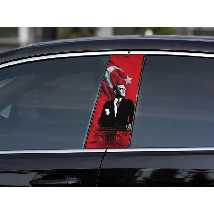 DİREK KAPLAMA 20X50 CM KALİTELİ BASKI 2 ADET Atatürk Ay yildiz