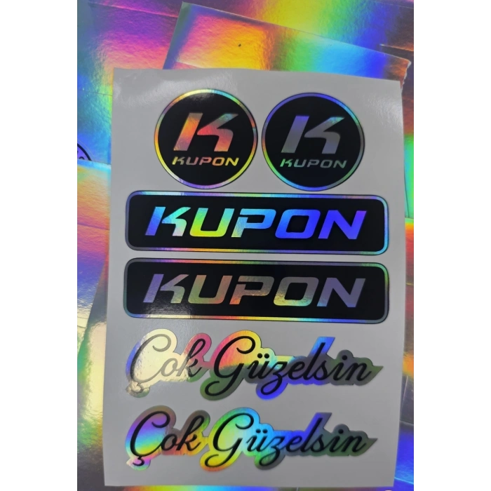KUPON HOLOGRAM 10X15 CM KALİTELİ BASKI STICKER 10 adet ETIKET