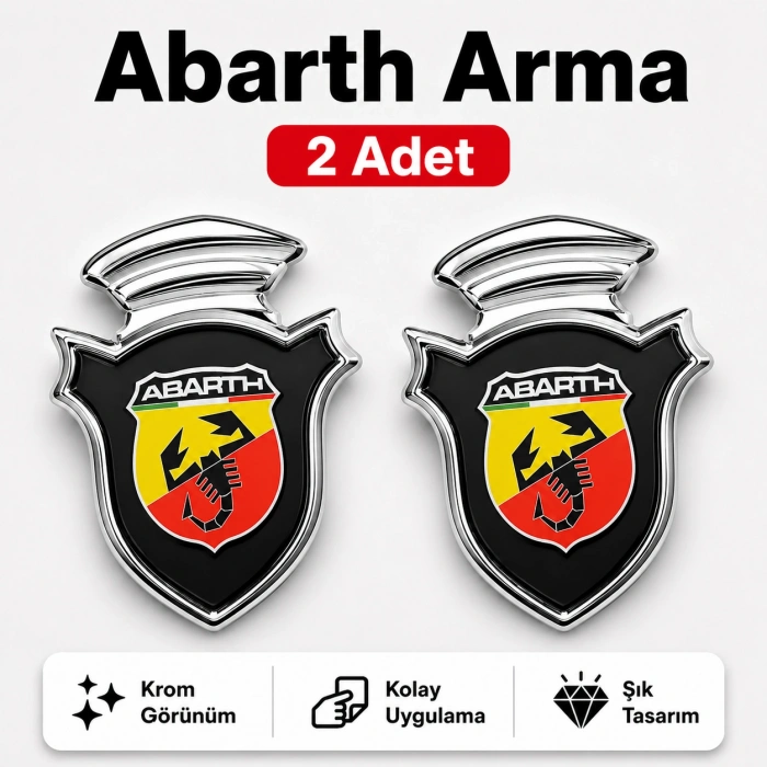 ABARTH Chia Arma Krom Oto Amblem – 5 × 3,5 cm